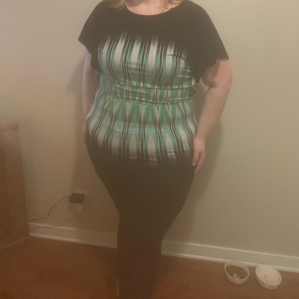 Black and green dress